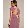 imageEverPretty Womens Flowy Chiffon A Line Ruffles Sleeves Back Cutout Bridesmaid Dresses 01819Orchid