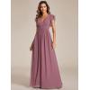 imageEverPretty Womens Flowy Chiffon A Line Ruffles Sleeves Back Cutout Bridesmaid Dresses 01819Orchid