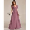 imageEverPretty Womens Flowy Chiffon A Line Ruffles Sleeves Back Cutout Bridesmaid Dresses 01819Orchid
