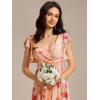 imageEverPretty Womens Flowy Chiffon A Line Ruffles Sleeves Back Cutout Bridesmaid Dresses 01819Peach Fuzz