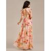 imageEverPretty Womens Flowy Chiffon A Line Ruffles Sleeves Back Cutout Bridesmaid Dresses 01819Peach Fuzz