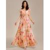 imageEverPretty Womens Flowy Chiffon A Line Ruffles Sleeves Back Cutout Bridesmaid Dresses 01819Peach Fuzz