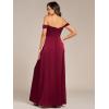 imageEverPretty Womens OffShoulder Split Floor Length Pleated Backless Bandage Satin Prom Dress 02320Burgundy
