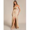 imageEverPretty Womens OffShoulder Split Floor Length Pleated Backless Bandage Satin Prom Dress 02320Champagne
