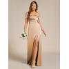 imageEverPretty Womens OffShoulder Split Floor Length Pleated Backless Bandage Satin Prom Dress 02320Champagne