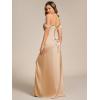 imageEverPretty Womens OffShoulder Split Floor Length Pleated Backless Bandage Satin Prom Dress 02320Champagne