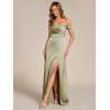 imageEverPretty Womens OffShoulder Split Floor Length Pleated Backless Bandage Satin Prom Dress 02320Sage Green