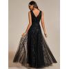 imageEverPretty Womens Prom Dresses V Neck Sleeveless Tulle Hem ALine Sequins Maxi Ball Gowns 02130Black