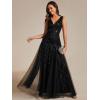imageEverPretty Womens Prom Dresses V Neck Sleeveless Tulle Hem ALine Sequins Maxi Ball Gowns 02130Black