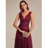 imageEverPretty Womens Prom Dresses V Neck Sleeveless Tulle Hem ALine Sequins Maxi Ball Gowns 02130Burgundy