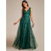 imageEverPretty Womens Prom Dresses V Neck Sleeveless Tulle Hem ALine Sequins Maxi Ball Gowns 02130Deep Green