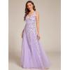 imageEverPretty Womens Prom Dresses V Neck Sleeveless Tulle Hem ALine Sequins Maxi Ball Gowns 02130Lavender