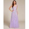 imageEverPretty Womens Prom Dresses V Neck Sleeveless Tulle Hem ALine Sequins Maxi Ball Gowns 02130Lavender