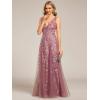 imageEverPretty Womens Prom Dresses V Neck Sleeveless Tulle Hem ALine Sequins Maxi Ball Gowns 02130Orchid