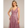 imageEverPretty Womens Prom Dresses V Neck Sleeveless Tulle Hem ALine Sequins Maxi Ball Gowns 02130Orchid