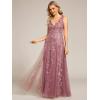 imageEverPretty Womens Prom Dresses V Neck Sleeveless Tulle Hem ALine Sequins Maxi Ball Gowns 02130Orchid