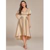 imageEverPretty Womens Satin Short Ruffles Sleeves A Line Empire Waist Wedding Guest Dress with Pockets 02335Champagne