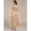 imageEverPretty Womens Satin Short Ruffles Sleeves A Line Empire Waist Wedding Guest Dress with Pockets 02335Champagne