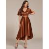imageEverPretty Womens Satin Short Ruffles Sleeves A Line Empire Waist Wedding Guest Dress with Pockets 02335Copper