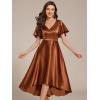 imageEverPretty Womens Satin Short Ruffles Sleeves A Line Empire Waist Wedding Guest Dress with Pockets 02335Copper