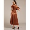 imageEverPretty Womens Satin Short Ruffles Sleeves A Line Empire Waist Wedding Guest Dress with Pockets 02335Copper