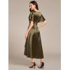 imageEverPretty Womens Satin Short Ruffles Sleeves A Line Empire Waist Wedding Guest Dress with Pockets 02335Olive Green