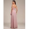 imageEverPretty Womens Sexy Spaghetti Straps Chiffon Ruched VNeck Slit FloorLength Formal DressDusty Rose