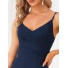 imageEverPretty Womens Sexy Spaghetti Straps Chiffon Ruched VNeck Slit FloorLength Formal DressNavy Blue