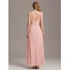 imageEverPretty Womens Sexy Spaghetti Straps Chiffon Ruched VNeck Slit FloorLength Formal DressPink