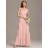 imageEverPretty Womens Sexy Spaghetti Straps Chiffon Ruched VNeck Slit FloorLength Formal DressPink