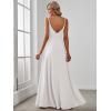 imageEverPretty Womens Sexy Spaghetti Straps Chiffon Ruched VNeck Slit FloorLength Formal DressWhite