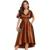 imageEverPretty Womens Satin Short Ruffles Sleeves A Line Empire Waist Wedding Guest Dress with Pockets 02335Copper