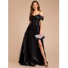imageEverPretty Womens Custom Aline Sweetheart Neckline Spaghetti Straps Appliques Satin Evening Dress 02158Black