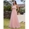 imageEverPretty Womens Sleeveless Asymmetric Shoulder Sequins Tulle ALine Floor Length Evening Gowns S0010Pink