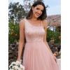 imageEverPretty Womens Sleeveless Asymmetric Shoulder Sequins Tulle ALine Floor Length Evening Gowns S0010Pink