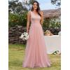 imageEverPretty Womens Sleeveless Asymmetric Shoulder Sequins Tulle ALine Floor Length Evening Gowns S0010Pink