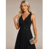 imageEverPretty Womens HiLo Sleeveless V Neck Appliques Flowy Chiffon Midi Formal Dress for Wedding Guest 41926Black