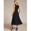 imageEverPretty Womens HiLo Sleeveless V Neck Appliques Flowy Chiffon Midi Formal Dress for Wedding Guest 41926Black