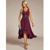 imageEverPretty Womens HiLo Sleeveless V Neck Appliques Flowy Chiffon Midi Formal Dress for Wedding Guest 41926Burgundy