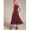 imageEverPretty Womens HiLo Sleeveless V Neck Appliques Flowy Chiffon Midi Formal Dress for Wedding Guest 41926Burgundy