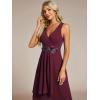 imageEverPretty Womens HiLo Sleeveless V Neck Appliques Flowy Chiffon Midi Formal Dress for Wedding Guest 41926Burgundy