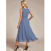 imageEverPretty Womens HiLo Sleeveless V Neck Appliques Flowy Chiffon Midi Formal Dress for Wedding Guest 41926Dusty Navy
