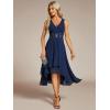 imageEverPretty Womens HiLo Sleeveless V Neck Appliques Flowy Chiffon Midi Formal Dress for Wedding Guest 41926Navy Blue