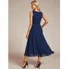 imageEverPretty Womens HiLo Sleeveless V Neck Appliques Flowy Chiffon Midi Formal Dress for Wedding Guest 41926Navy Blue