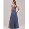 imageEverPretty Womens V Neck Sequin Tulle A Line Formal Gala Dress Long Dusty Navy US4
