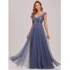 imageEverPretty Womens V Neck Sequin Tulle A Line Formal Gala Dress Long Dusty Navy US4
