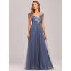 imageEverPretty Womens V Neck Sequin Tulle A Line Formal Gala Dress Long Dusty Navy US4