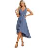 imageEverPretty Womens HiLo Sleeveless V Neck Appliques Flowy Chiffon Midi Formal Dress for Wedding Guest 41926Dusty Navy