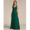 imageEverPretty Womens Elegant V Neck Pleated Sleeveless Chiffon Floor Length Bridesmaid Dresses 02355Dark Green