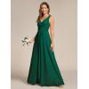 imageEverPretty Womens Elegant V Neck Pleated Sleeveless Chiffon Floor Length Bridesmaid Dresses 02355Dark Green